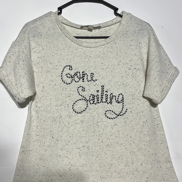 LOFT Gone Sailing Short Sleeve Grey Knit Top Size S - Picture 3 of 8
